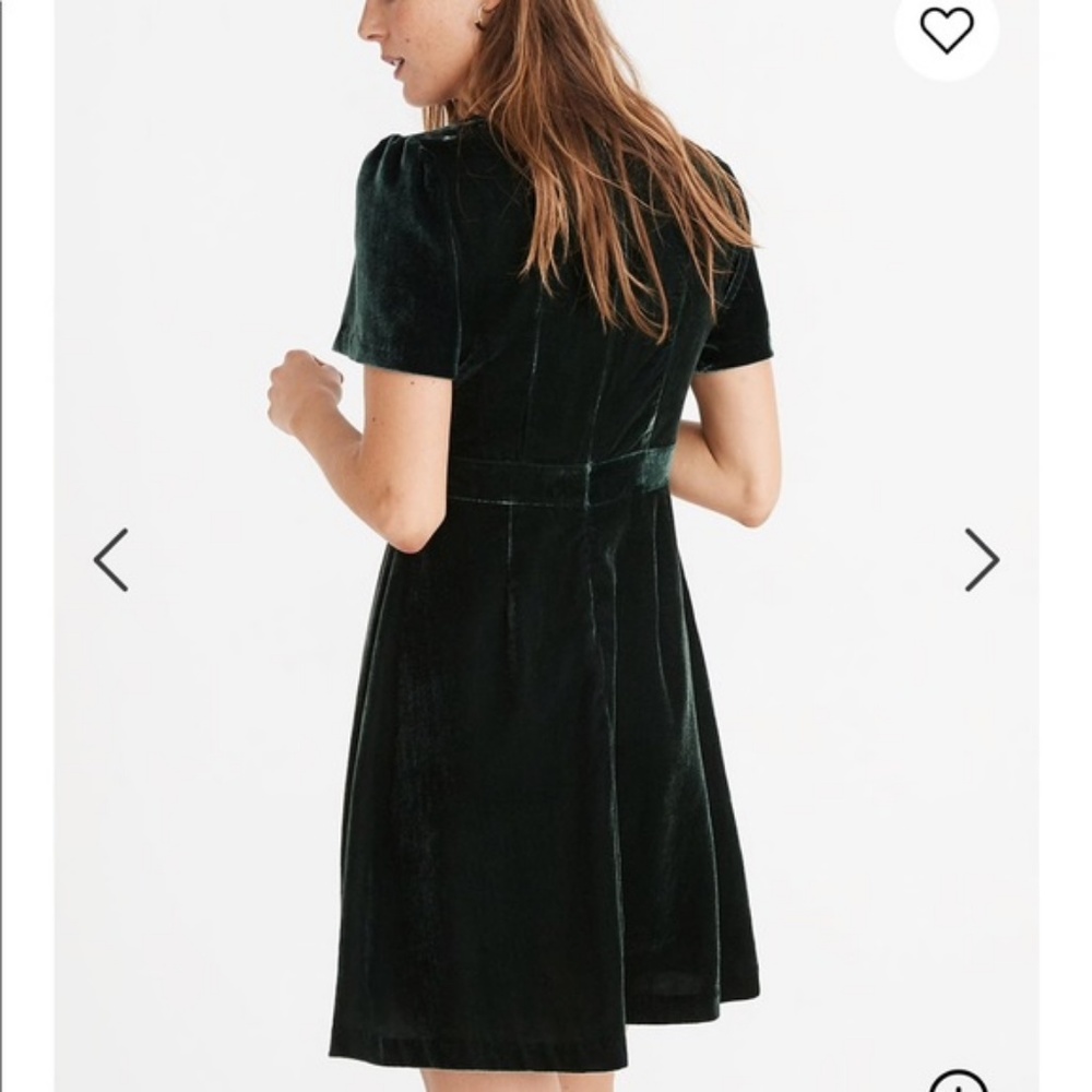 NWT MADEWELL Green Hunter Velvet V-neck Mini Dress - Picture 8 of 9